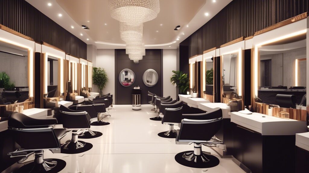 An image depicting a modern and stylish salon interior in Qatar, showcasing elegant design elements, comfortable seating, and professional salon equipment.